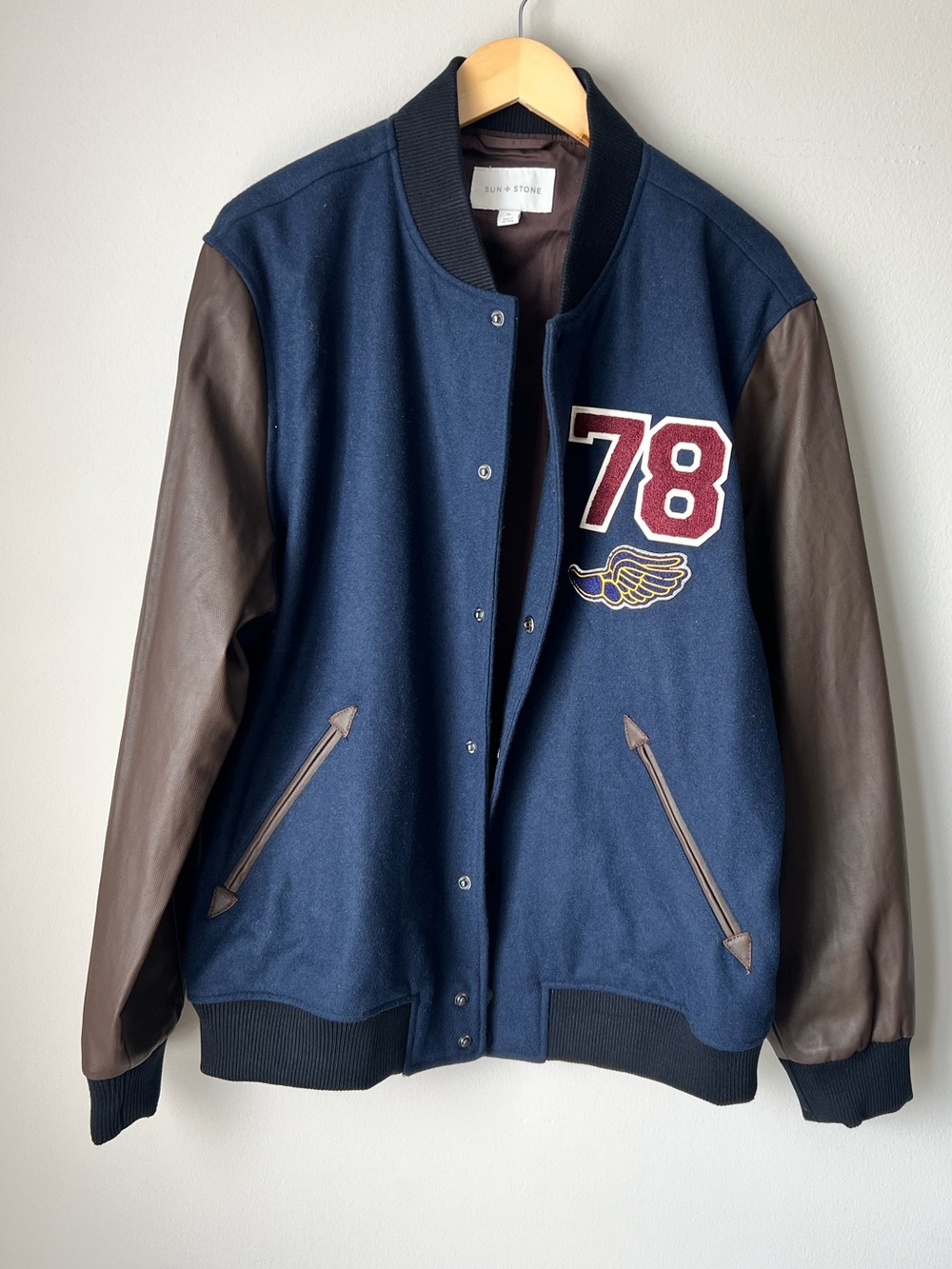 Sun + Stone Navy Blue Wool-Blend Men’s Sweater Jacket Size XL